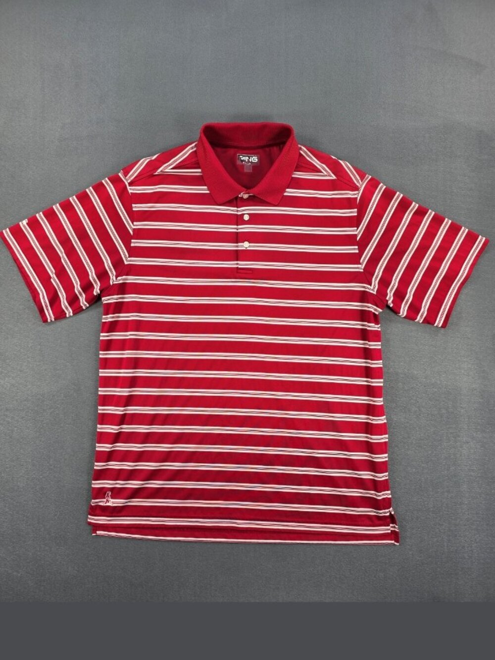 PING Muni Men's Golf Polo Red White Striped Performance Shirt Estimated Sz XL